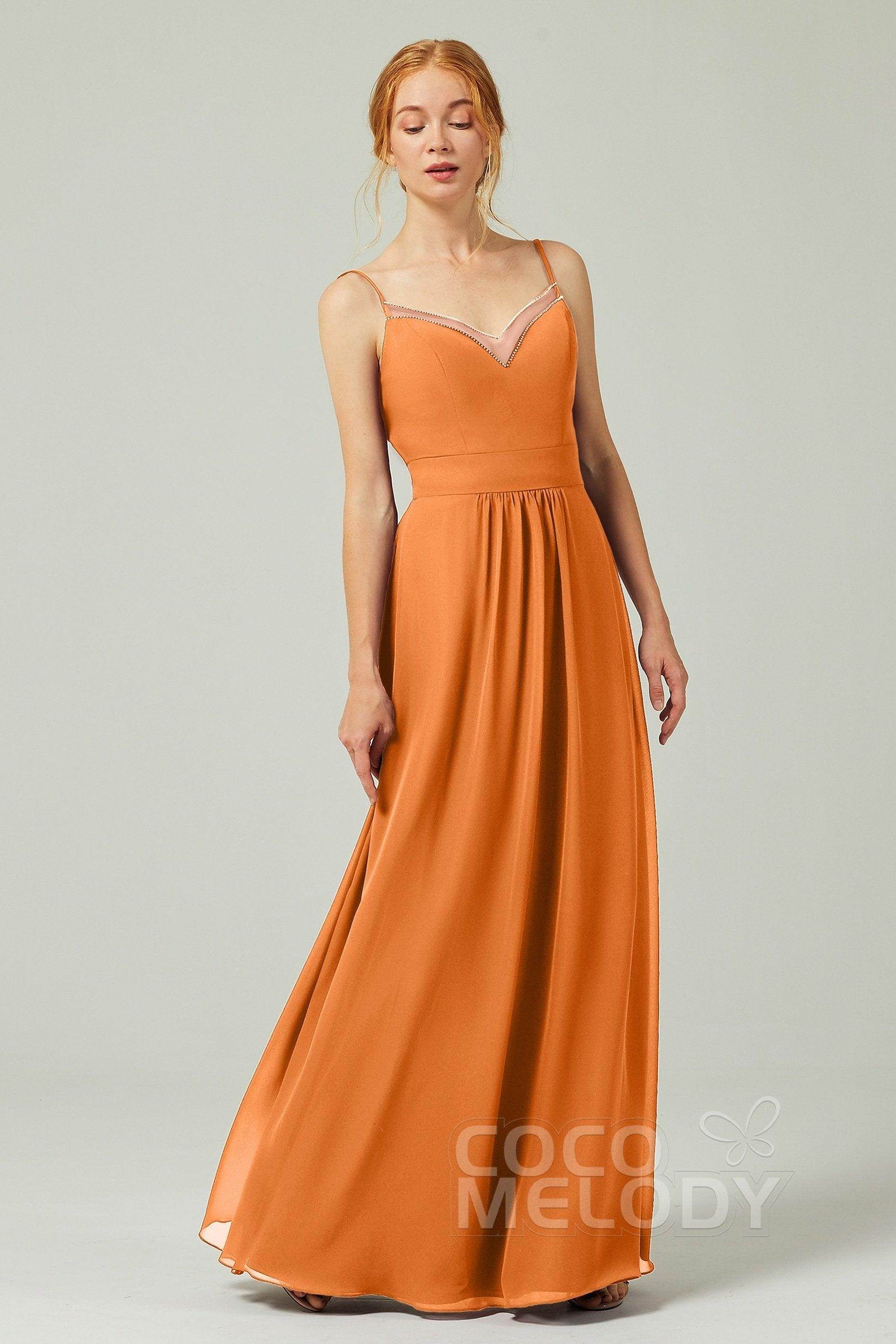 A-Line Floor Length Chiffon Bridesmaid Dress CB0293 - COCOMELODY